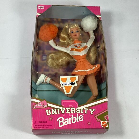 Mattel University Barbie UVA Cheerleader University Of VA New 1997 Box Damaged - Picture 1 of 12